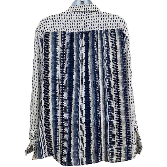 Rayon Button-front Roll-tab Sleeve Blouse Shirt Large - Picture 4 of 16